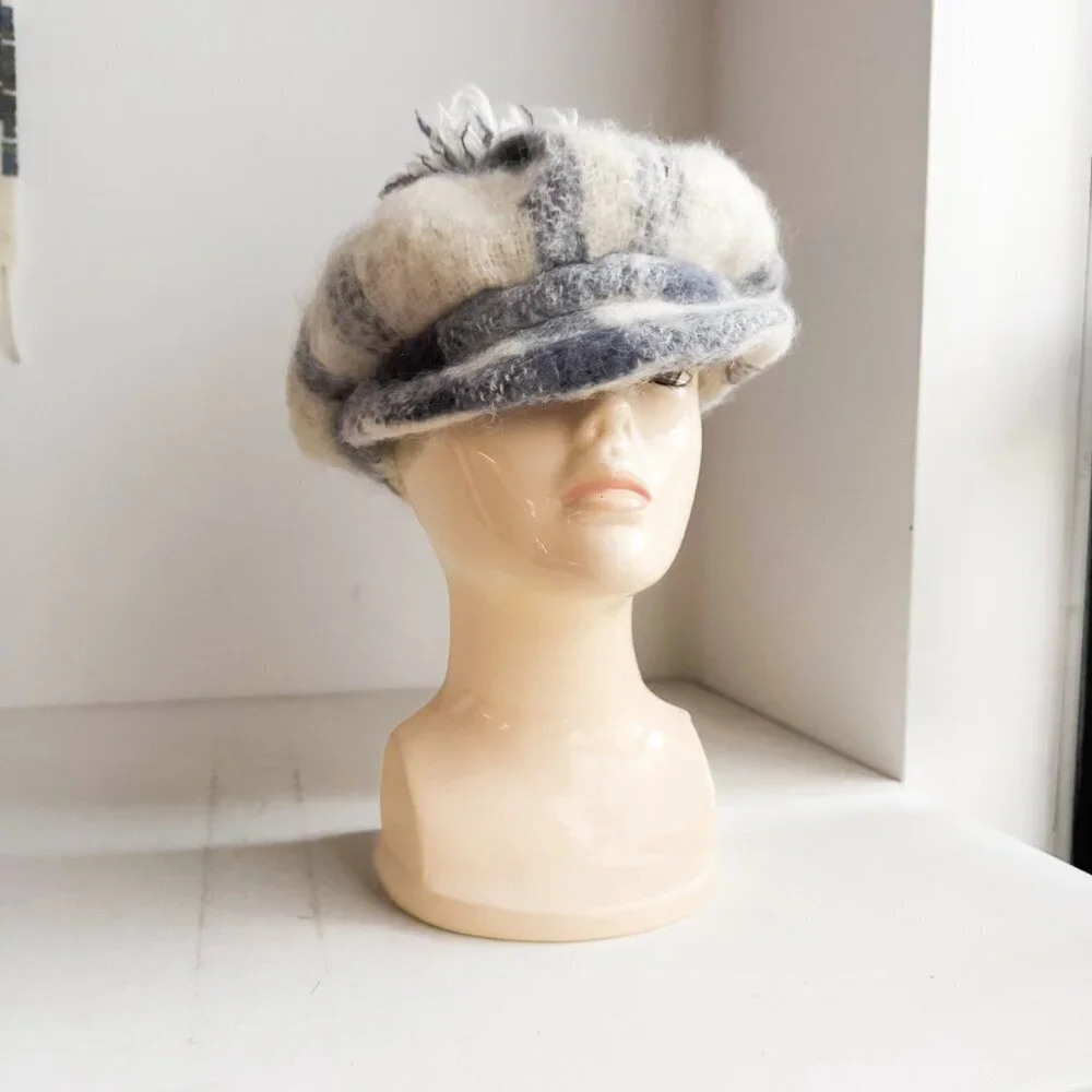 Donegal Design Ivory Blue Wool Hat M/L